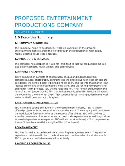 Video Television Production Business Plan